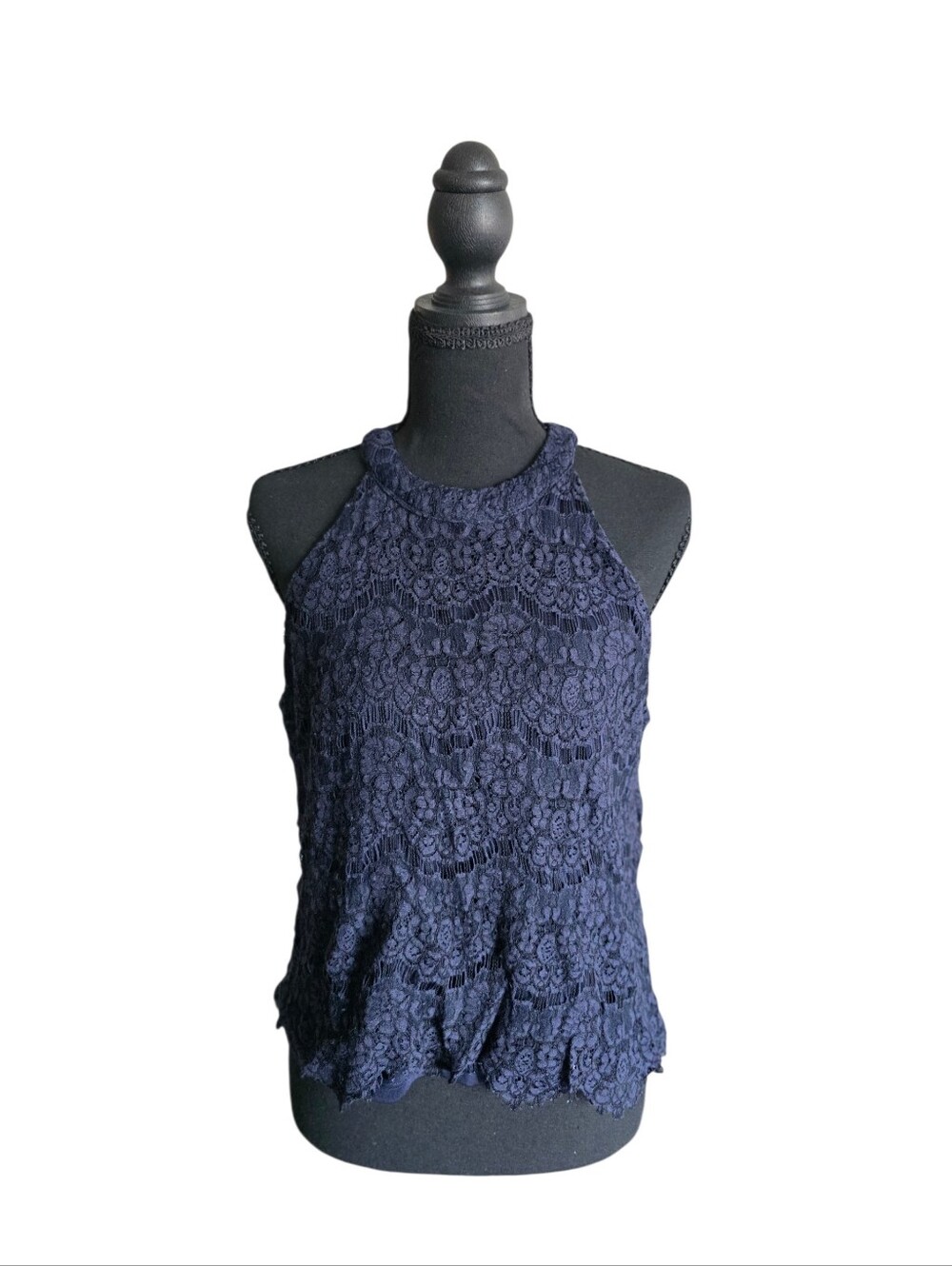 Navy Blue Lace Top